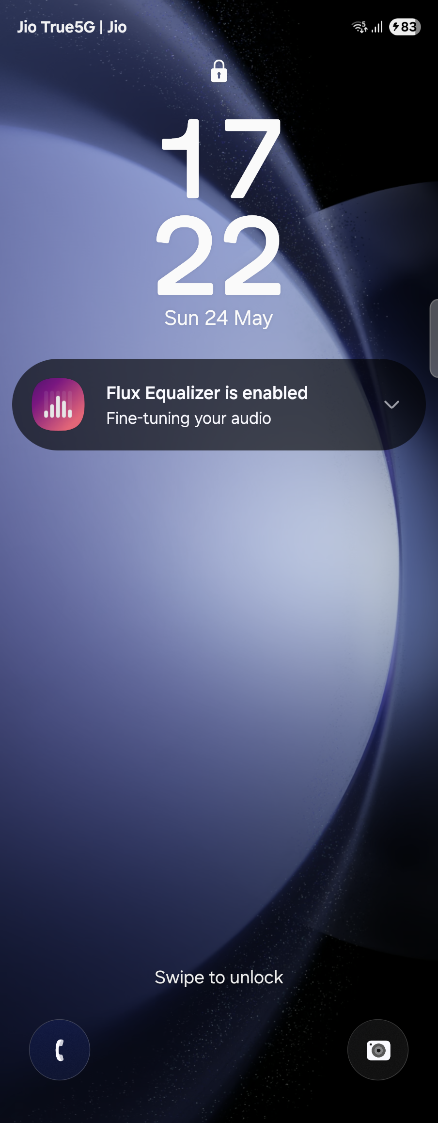 Flux Equalizer notification on the lock screen